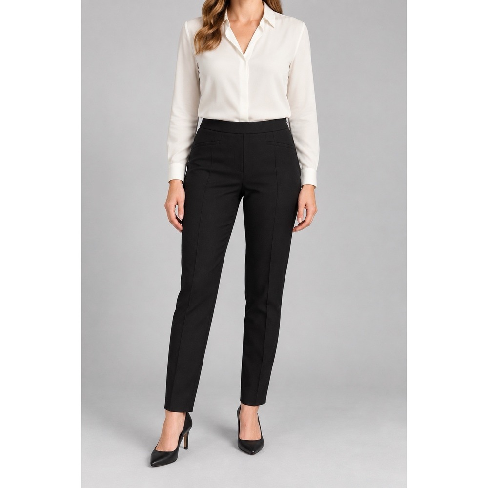 Akris Punto Pants Womens 8 Black Wool Stretch Slim Leg Trouser Bergdorf Goodman